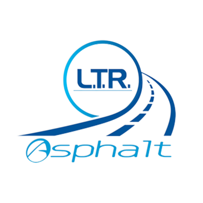 Logo LTR Asphalt: scritte moderne e decise con elementi grafici che richiamano la segnaletica stradale o la pavimentazione, nei colori aziendali.