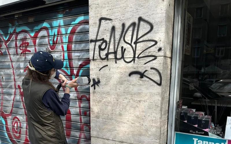 Rimozione graffiti con tecnologie sostenibili, rapide ed efficienti